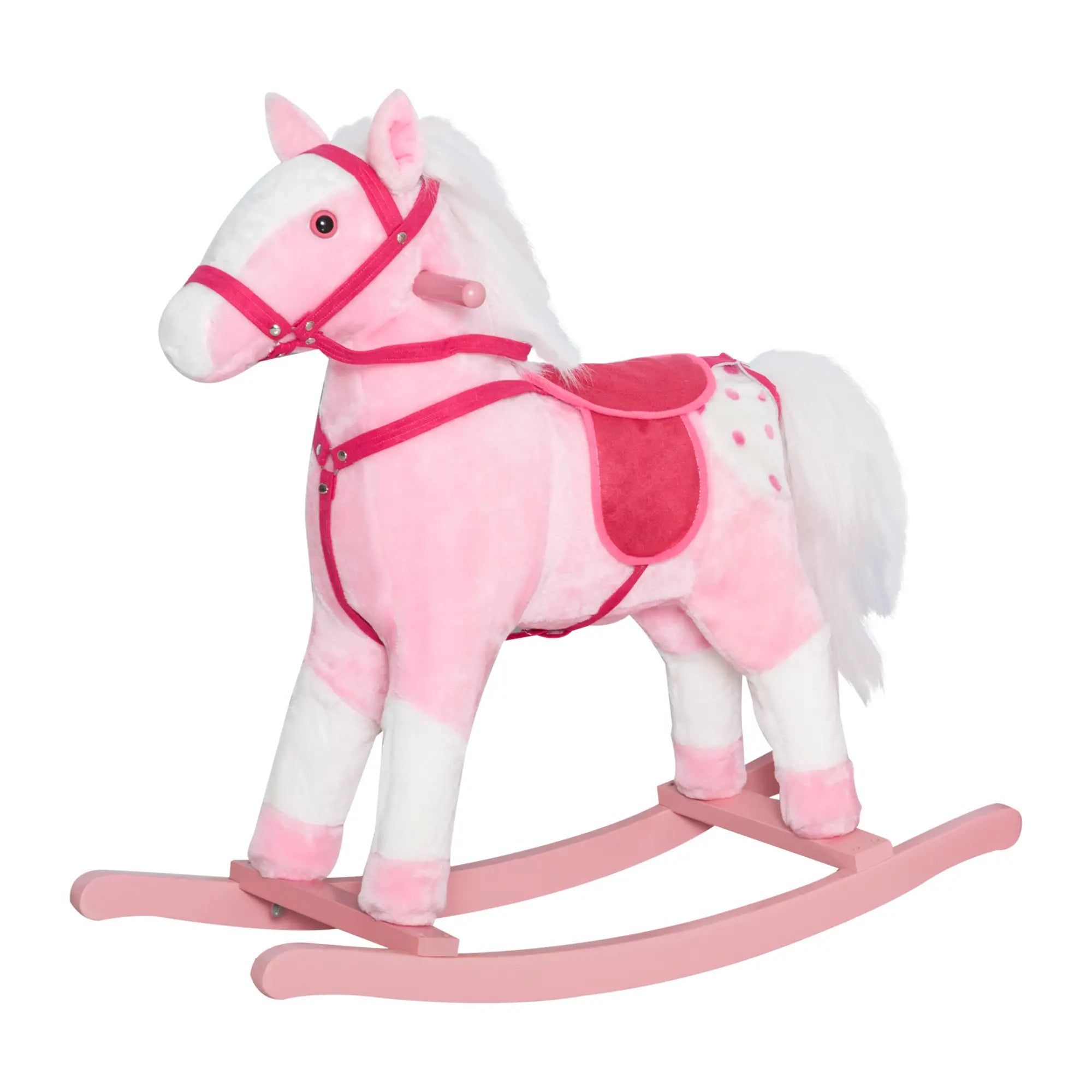 Plush Rocking Horse, Realistic Sound, Kid Ride-On Toy, Light Pink Rocking Horses at Gallery Canada