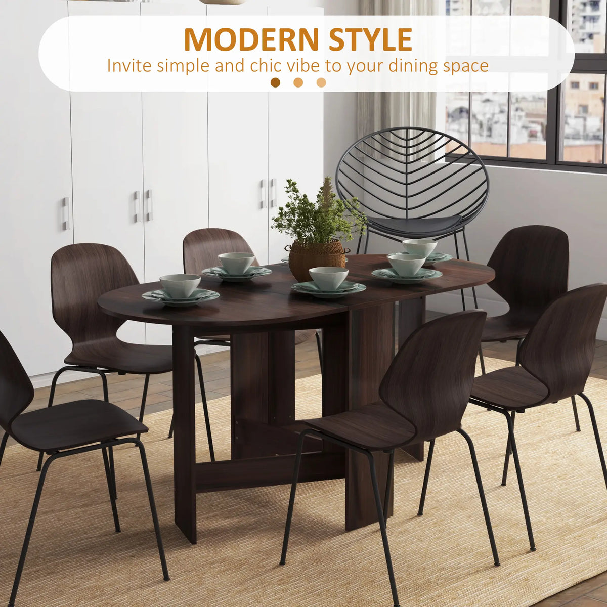 Oval Folding Dining Table, Drop Leaf Kitchen Table, Distressed Brown, Brown Bar Tables & Dining Tables at Gallery Canada