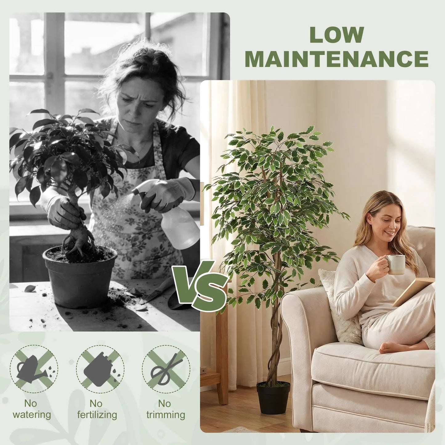 5.3 FT Artificial Ficus Tree With Pot, Indoor Home Office Decor Artificial Trees at Gallery Canada