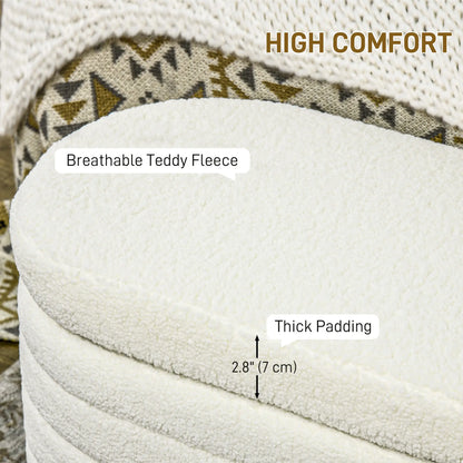 Teddy Fleece Upholstered Bed Bench, 116 cm, Cream White, Cream White Storage Ottomans & Benches at Gallery Canada