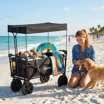 Steel Frame Folding Garden Cart, Collapsible Wagon, Removable Canopy Folding Garden Carts at Gallery Canada