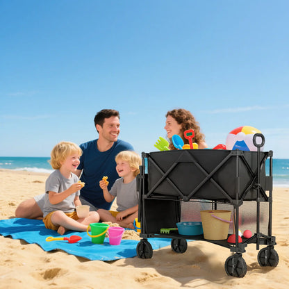 Double Decker Folding Wagon Cart, 450LBS & 350L Capacity, Collapsible Garden Cart Folding Garden Carts at Gallery Canada