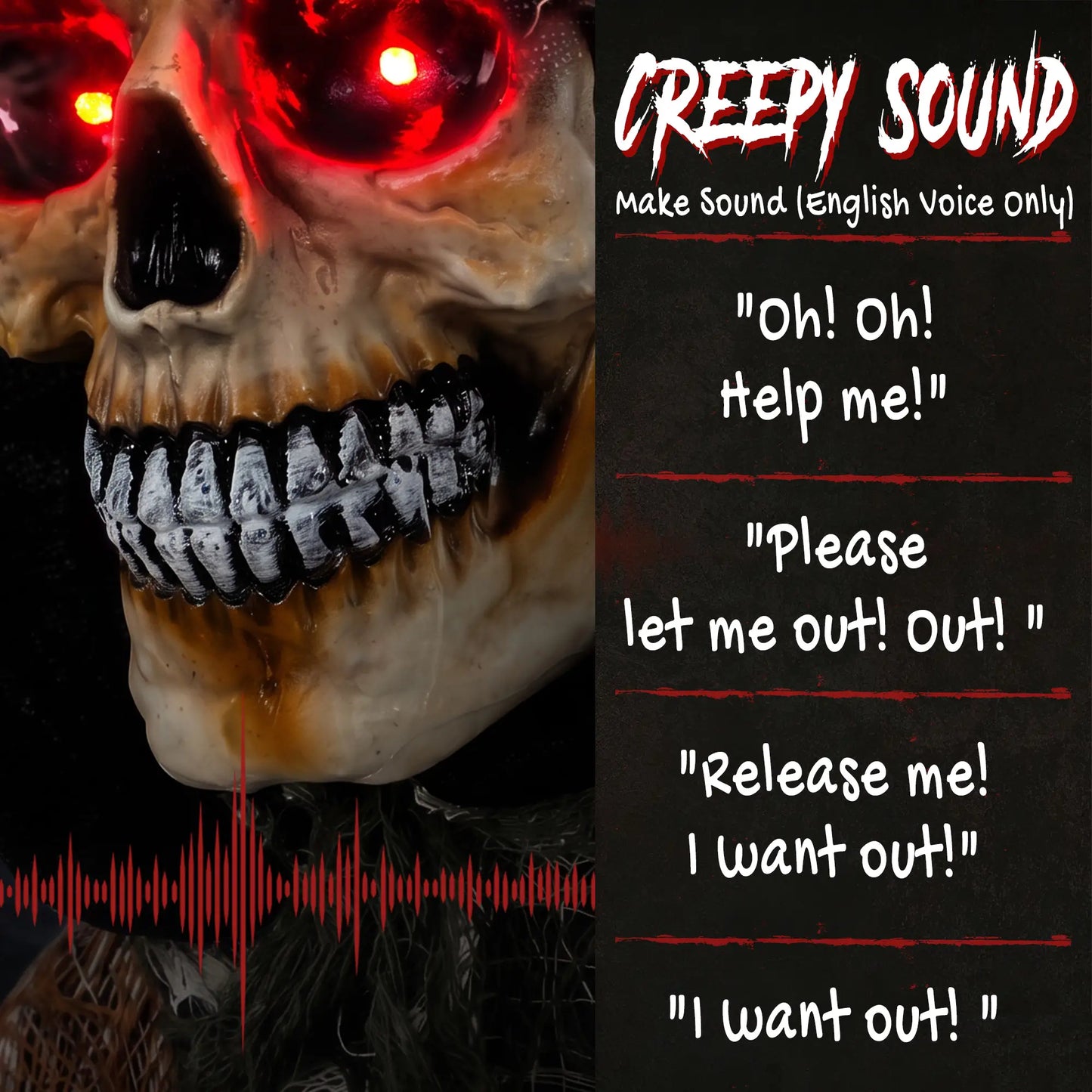 5.6 Ft Animated Grim Reaper Halloween Animatronic, Moves & Glows