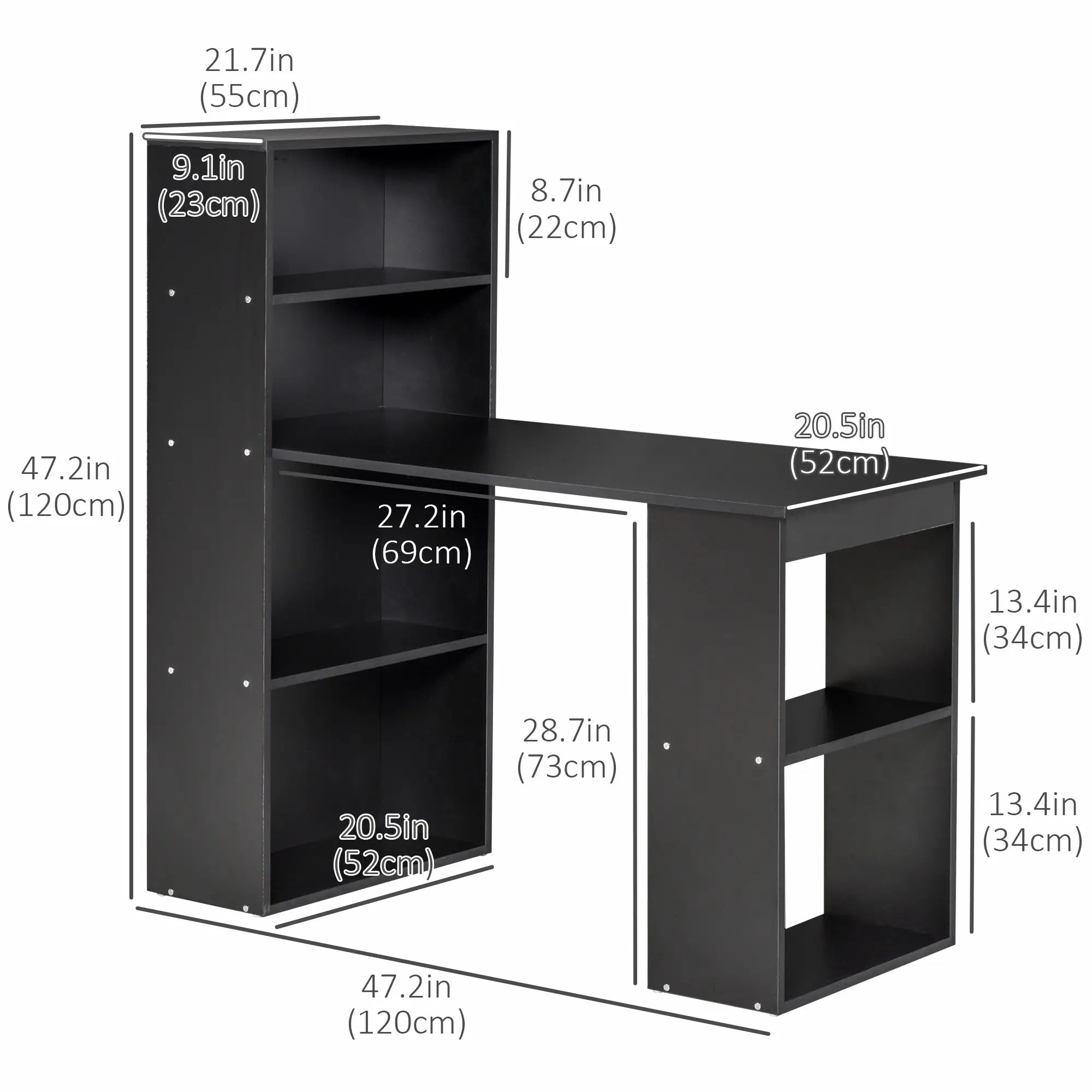 Modern Computer Desk With Storage, 47