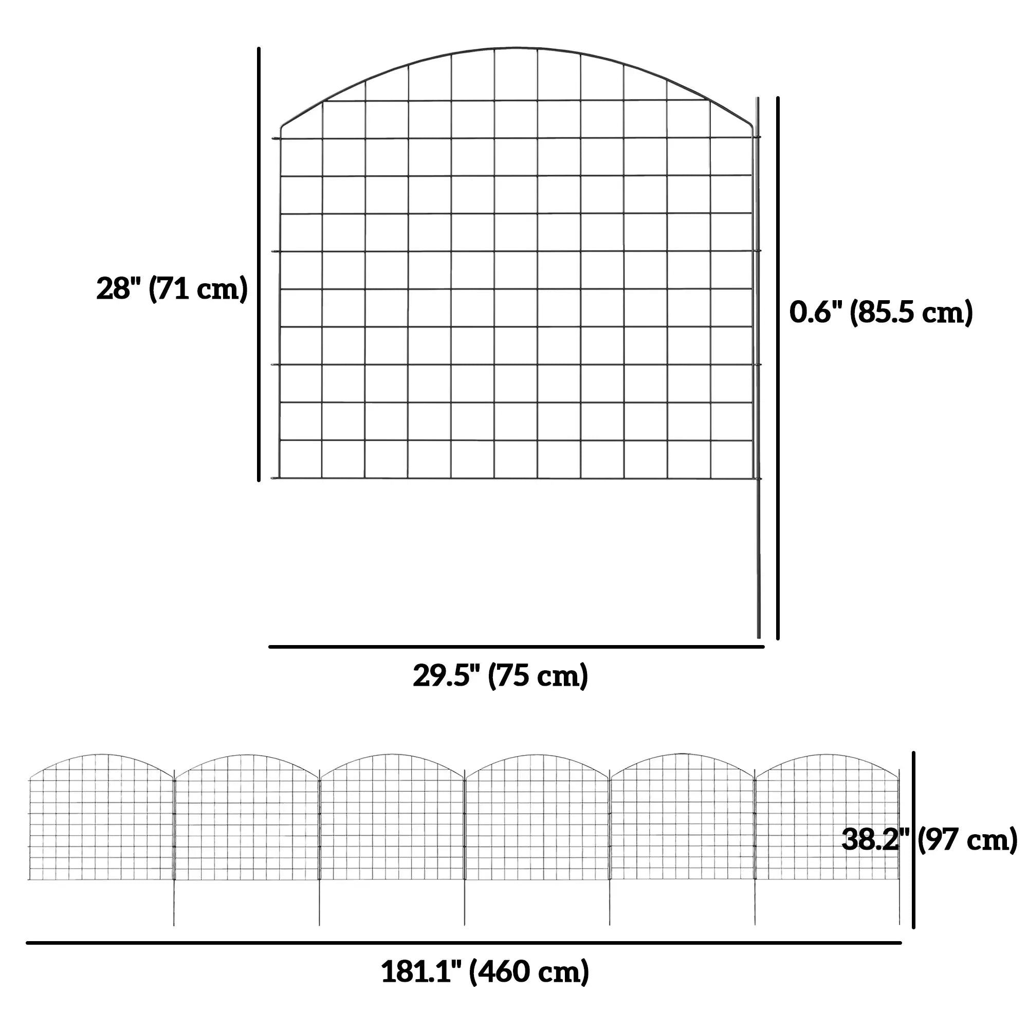 Metal Garden Fence Set Of 6, 181.1