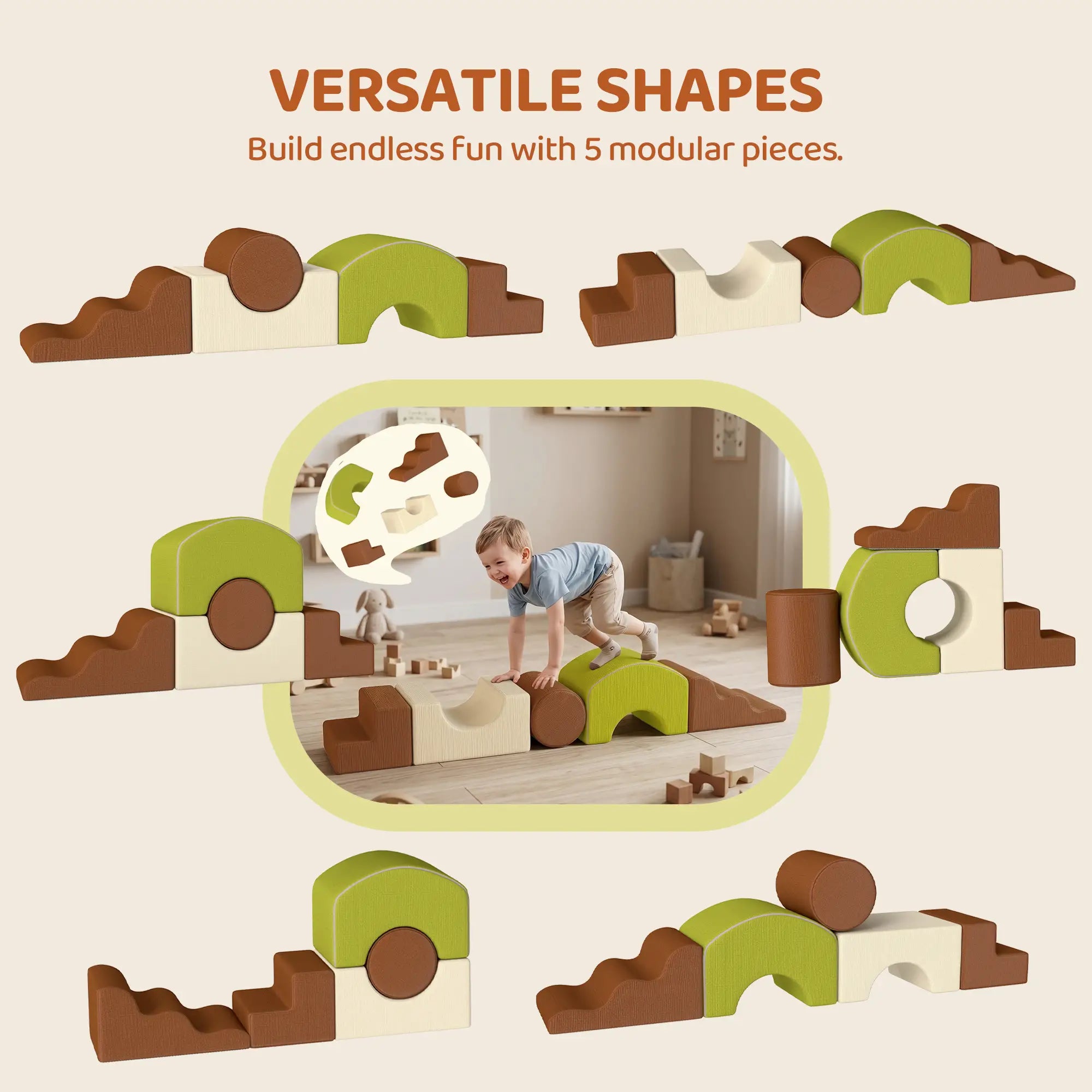 5-Piece Foam Climbing Blocks, Non-Slip, Washable Cover for Crawling Kids Gym & Playmats at Gallery Canada