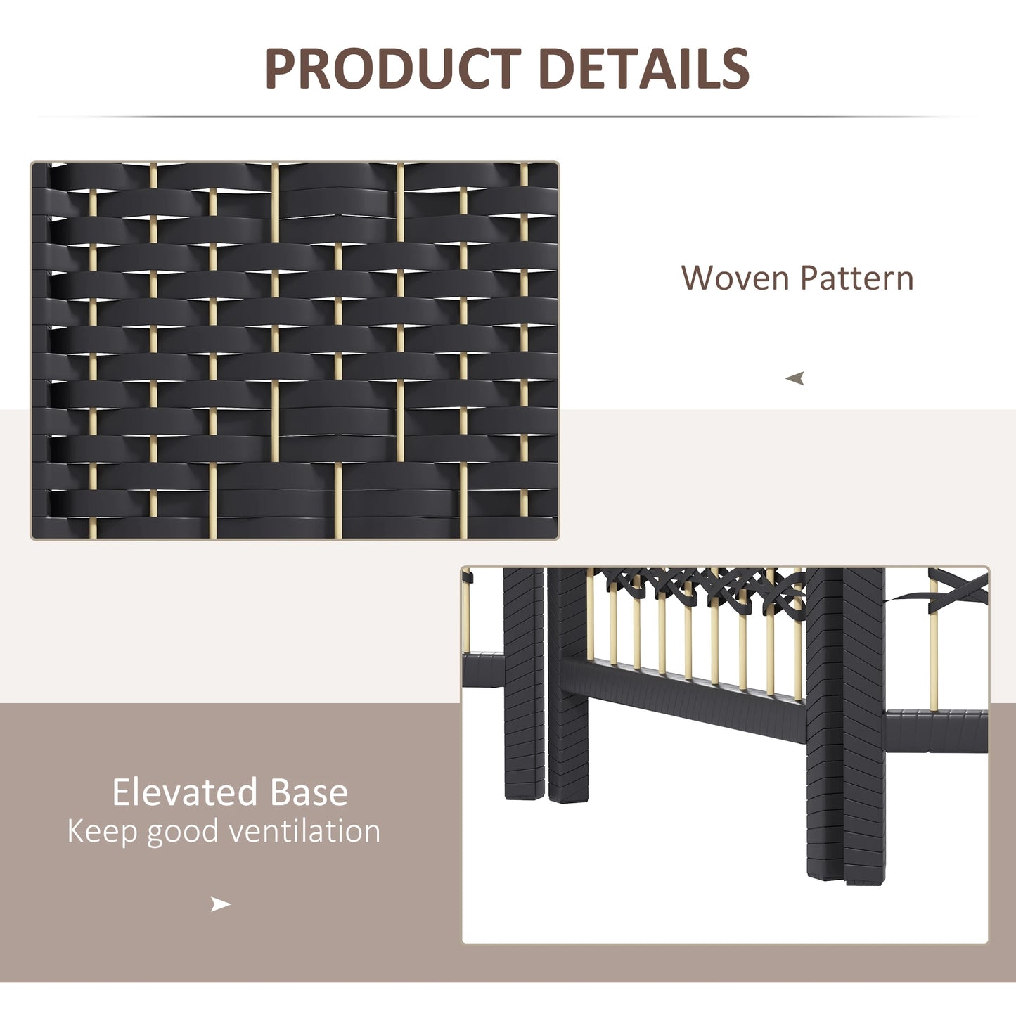 3 Panel Folding Room Divider, Portable Privacy Screen, Black Room Dividers at Gallery Canada