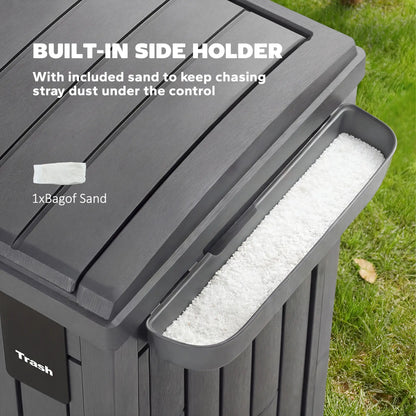 29 Gallon Outdoor Garbage Bin, Dual Lid, Ashtray Drip Tray, Grey Garden Accessories at Gallery Canada