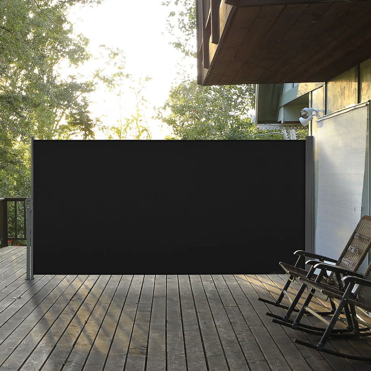 118" x 63" Retractable Patio Awning, Outdoor Privacy Screen, UV Wind Resistant, Black Side Awnings at Gallery Canada