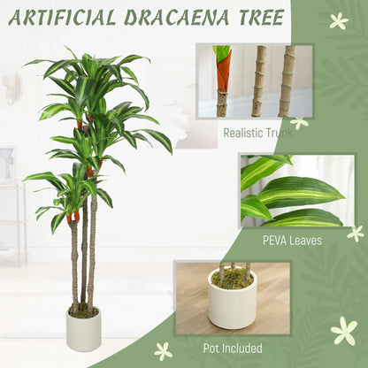 5FT Artificial Dracaena Plant, Bendable Trunks, Green Artificial Trees at Gallery Canada
