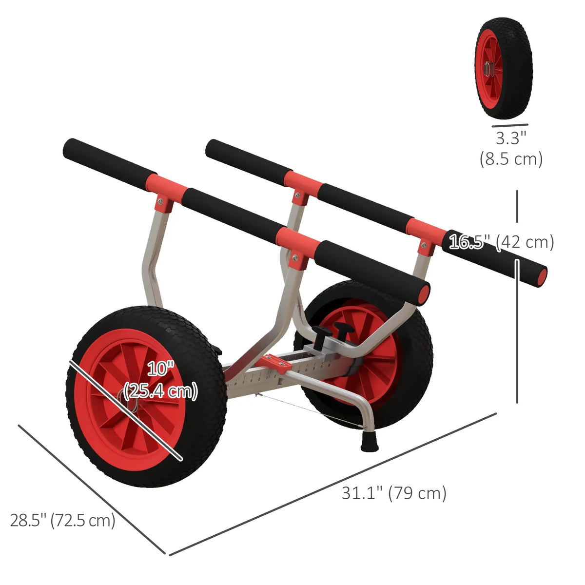 Kayak Cart Dolly, Adjustable Width, Red Kayak Carts at Gallery Canada