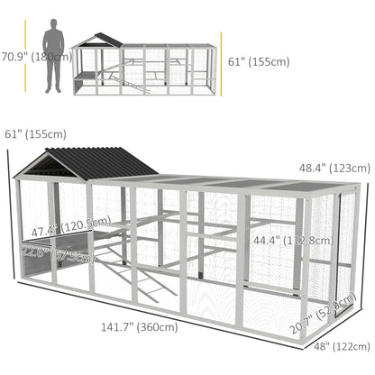 142 Outdoor Wooden Chicken Coop with Run, Ramps, Perches, Grey Chicken Coops at Gallery Canada