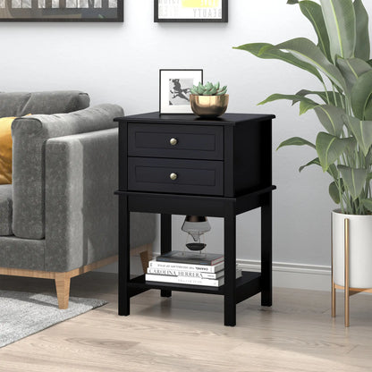 Modern Sofa Side Table, Accent End Table with Drawers, Black Side Tables at Gallery Canada