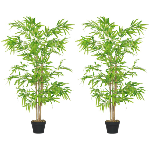 Artificial Bamboo Tree Set, 5ft Realistic Leaf, Natural Trunk, Nursery Plant