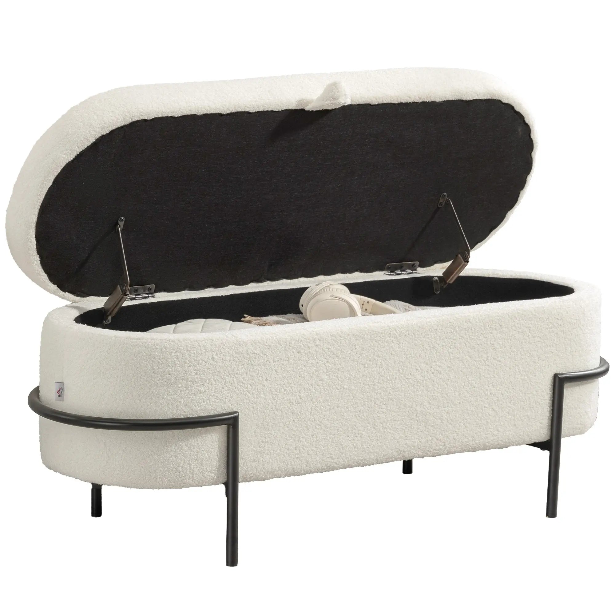 45 Inches Storage Ottoman with Lift-Up Lid, Cream White Storage Ottomans & Benches at Gallery Canada