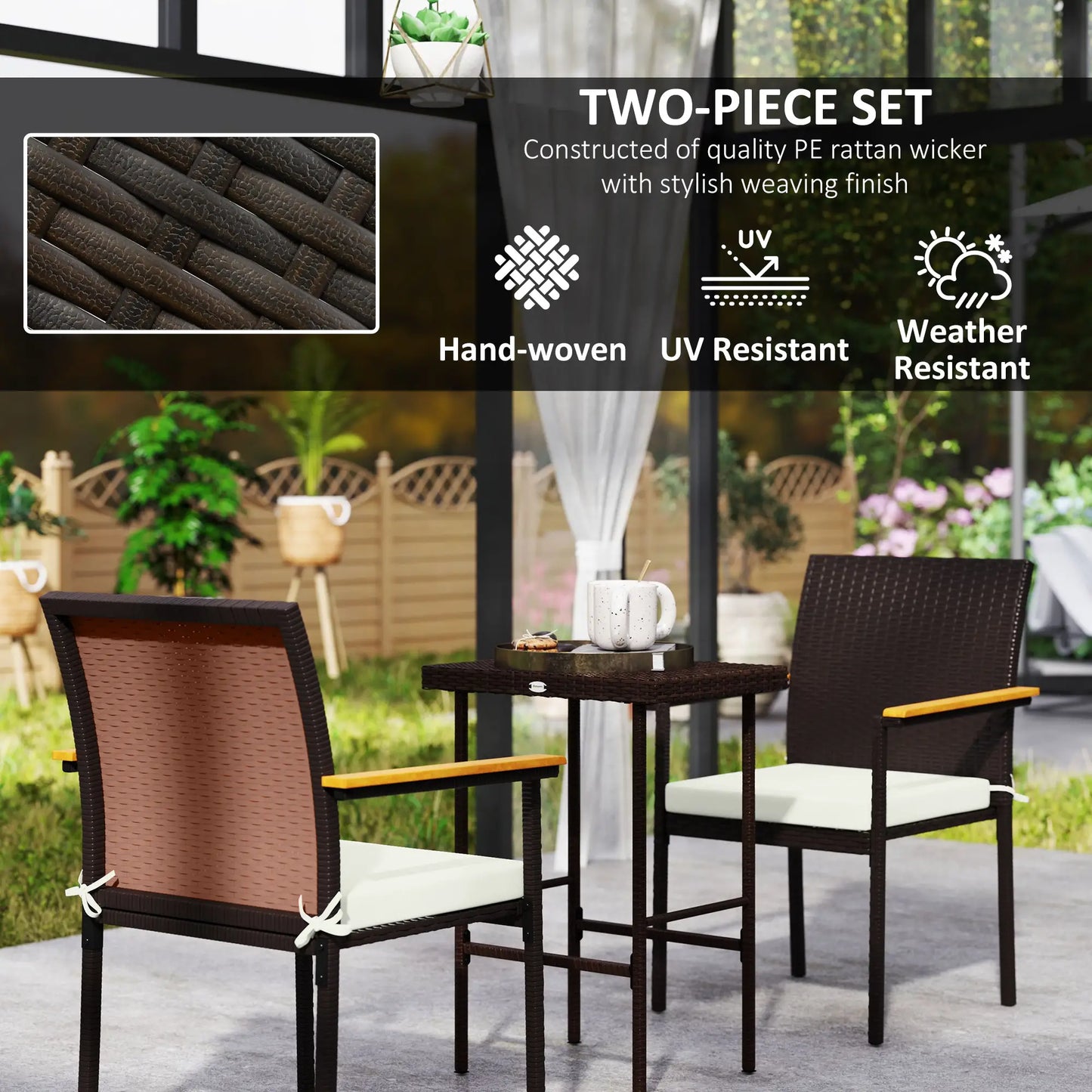 Stackable Wicker Patio Chairs, Set of 2, Removable Cushion, Cream White Patio Chairs at Gallery Canada