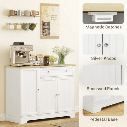 Modern Sideboard Cabinet, 41" Kitchen Buffet with Drawer, Adjustable Shelf, White Bar Cabinets at Gallery Canada