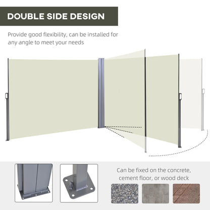 236" x 63" Outdoor Privacy Wall, Retractable Awning, Patio Screen, Cream White Side Awnings at Gallery Canada