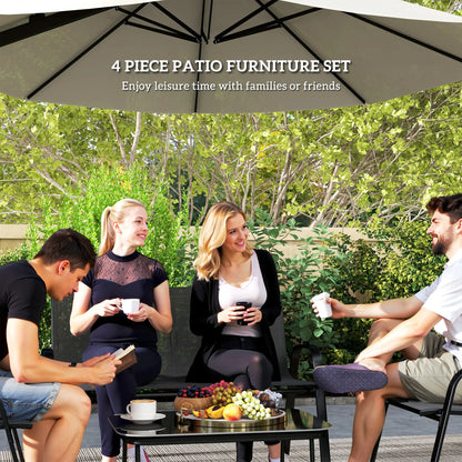 4-Piece Outdoor Furniture Set, 2 Stackable Chairs, Loveseat, Glass Coffee Table, Black Patio Furniture Sets at Gallery Canada