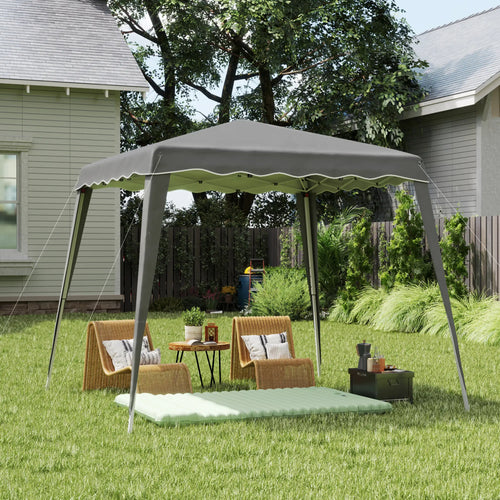 8' x 8' Pop Up Canopy, Foldable Outdoor Tent, Portable With Carrying Bag, Grey