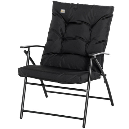 Foldable Lounge Chair Fabric Upholstered Recliner Outdoor Lounger, Black Patio Chairs at Gallery Canada