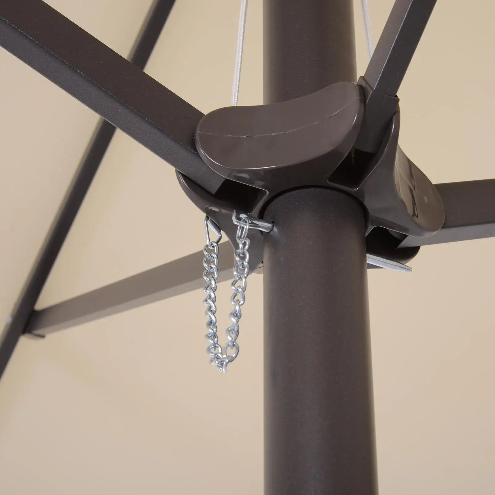 15 Ft Twin Canopy Patio Umbrella, Steel Lift Crank, Beige Sun Umbrellas at Gallery Canada