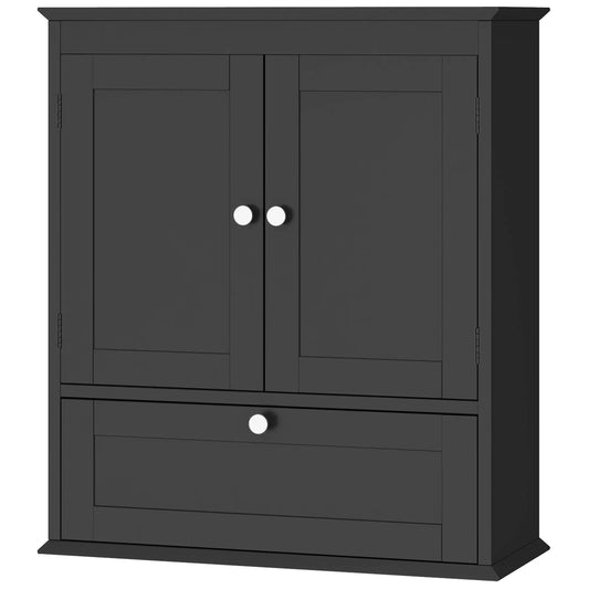 Medicine Cabinet With Adjustable Shelf, Recessed Panels, Black Wall Mounted Cabinets Black at Gallery Canada