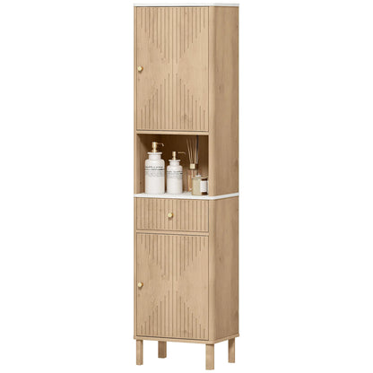 66 in Tall Bathroom Cabinet With Drawer, Oak Freestanding Bathroom Cabinets Oak Wood Effect at Gallery Canada