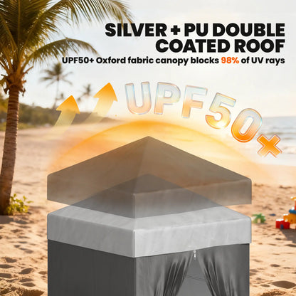4x4 ft Pop Up Canopy Tent, UPF 50+ Changing Room, Dark Grey Pop Up Canopies at Gallery Canada