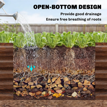 Galvanized Raised Garden Bed, 8 x 2.6 x 1.5ft, Brown Wood Effect, Brown Galvanized Planter Boxes at Gallery Canada