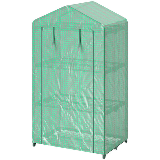 3 Tier Mini Greenhouse, Portable Flower Stand, Steel Frame, Green Greenhouses Green, Dark Green at Gallery Canada