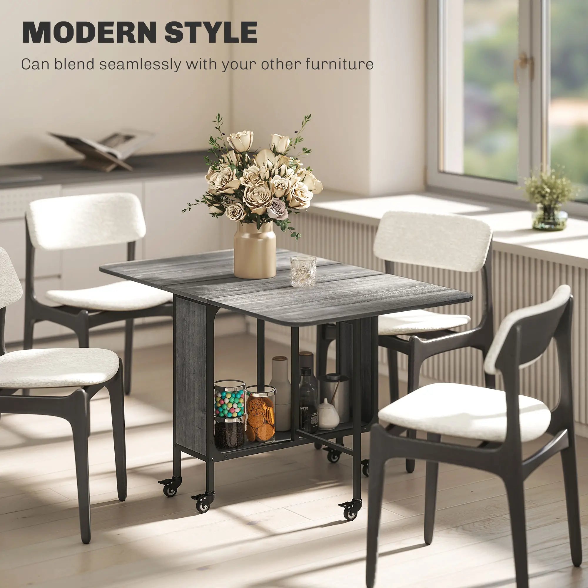 Folding Dining Table, Extendable Kitchen Table, Distressed Grey, Grey Bar Tables & Dining Tables at Gallery Canada