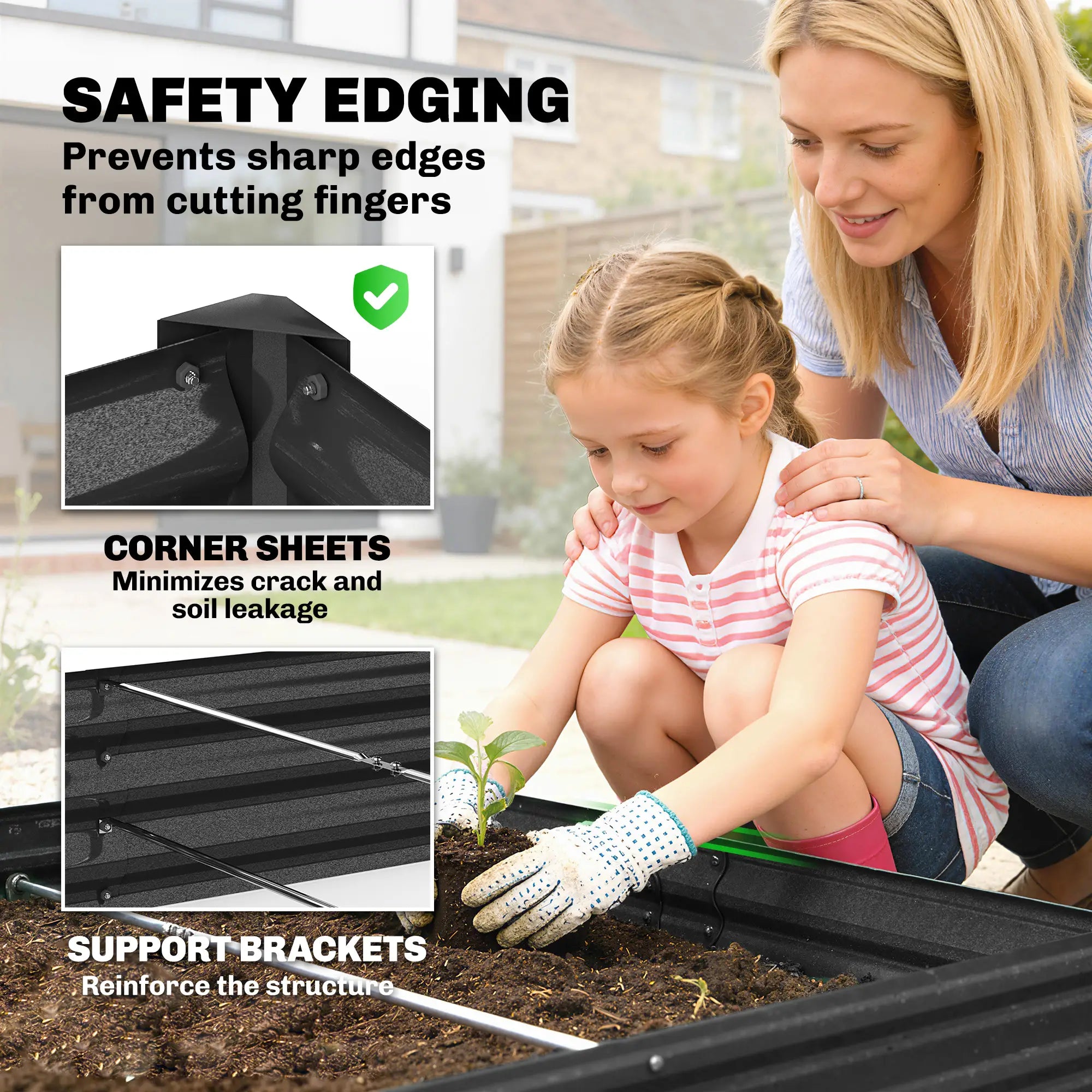 Galvanized Raised Garden Bed, 12 x 4 x 1ft, Reinforced Planter Box, Dark Grey Galvanized Planter Boxes at Gallery Canada