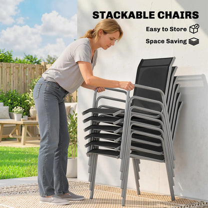 7 Piece Garden Dining Set With Rectangular Table & 6 Stackable Chairs Outdoor Dining Sets at Gallery Canada