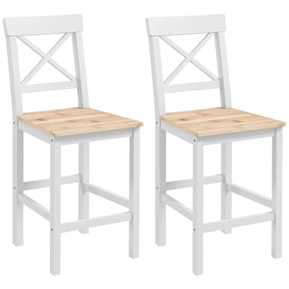 Counter Height Stools Set of 2, Farmhouse Bar Stools with Backs, Solid Wood Bar Stools at Gallery Canada