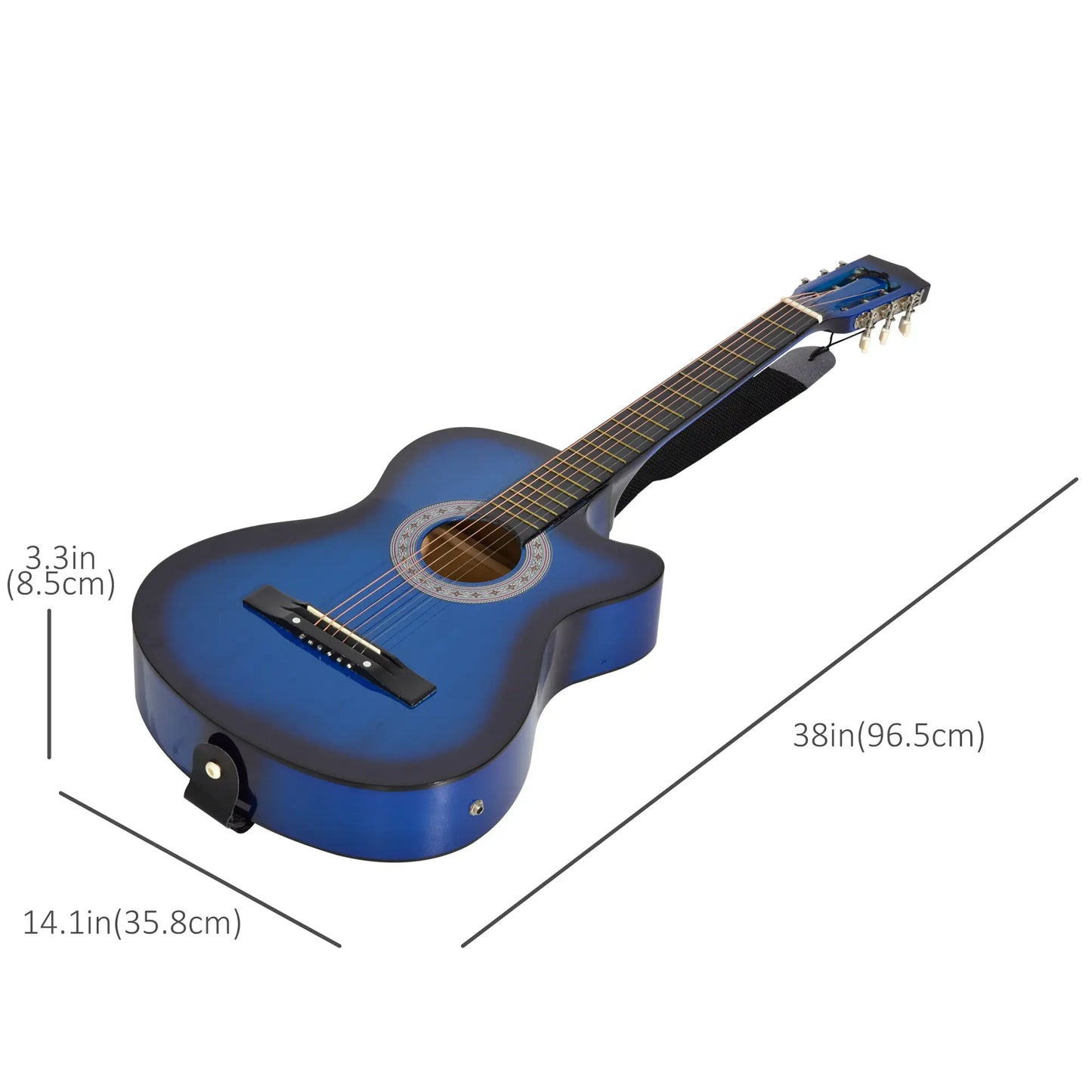 38 Inch Full Size Acoustic Electric Guitar, Gloss Finish, Blue Electronic Musical Pianos at Gallery Canada