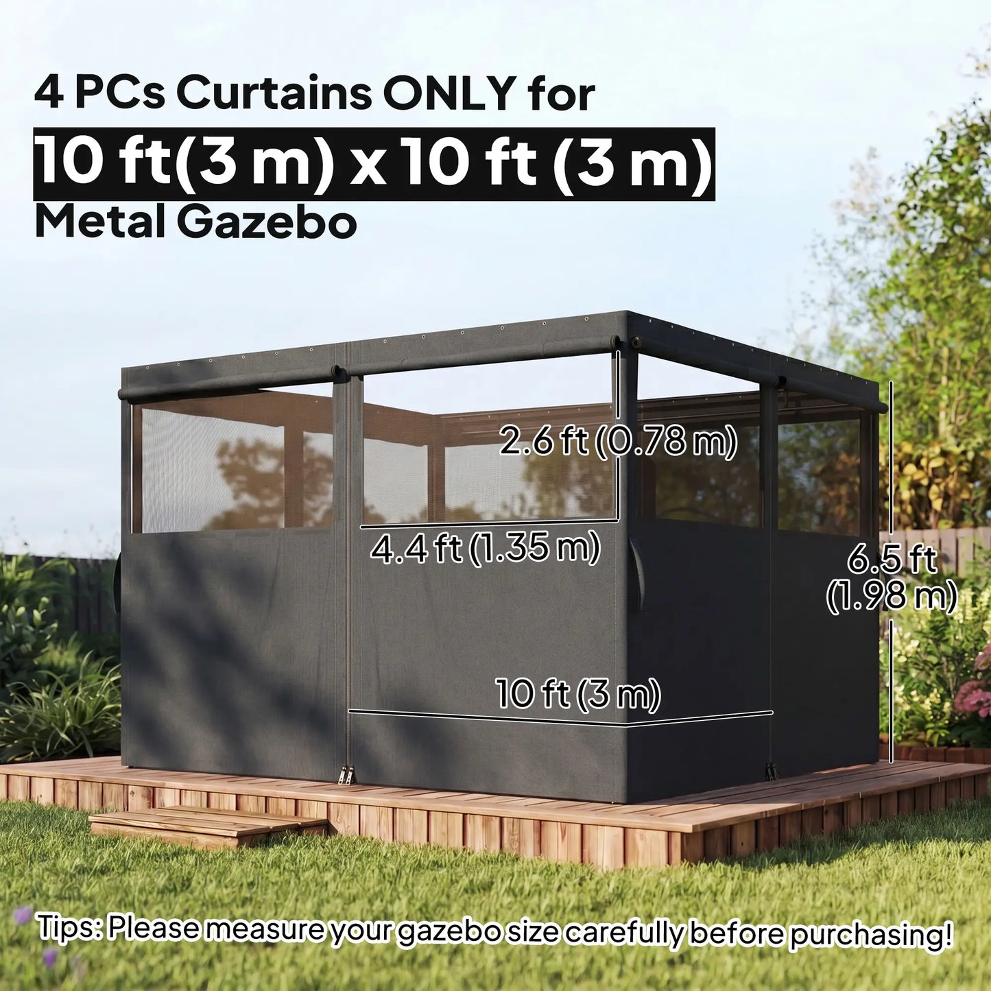 10' x 10' Gazebo Sidewall Set, 4 Panels, Windows, Doors, Dark Grey Gazebo Sidewalls at Gallery Canada