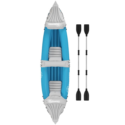 2-Person Inflatable Kayak, Foldable Fishing Boat, Aluminum Oars, Blue Water Sports & Boating Supplies Blue, Grey at Gallery Canada