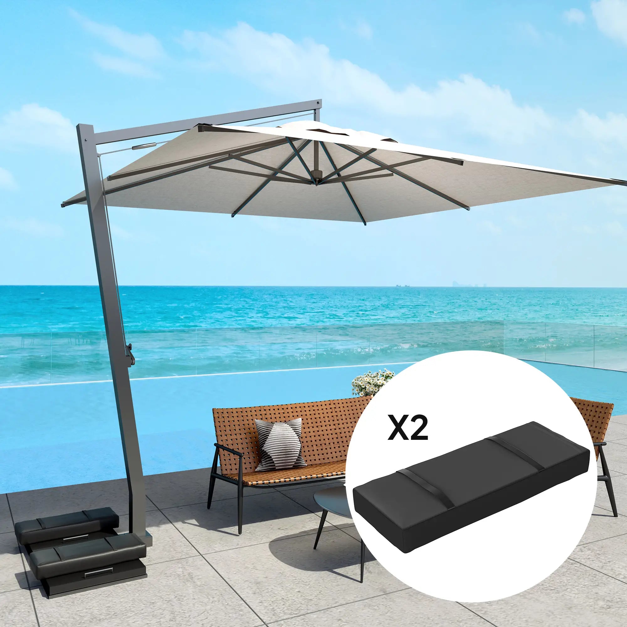 2PCS Patio Umbrella Base Weight Bag, 55 lbs, Black Umbrella Bases at Gallery Canada