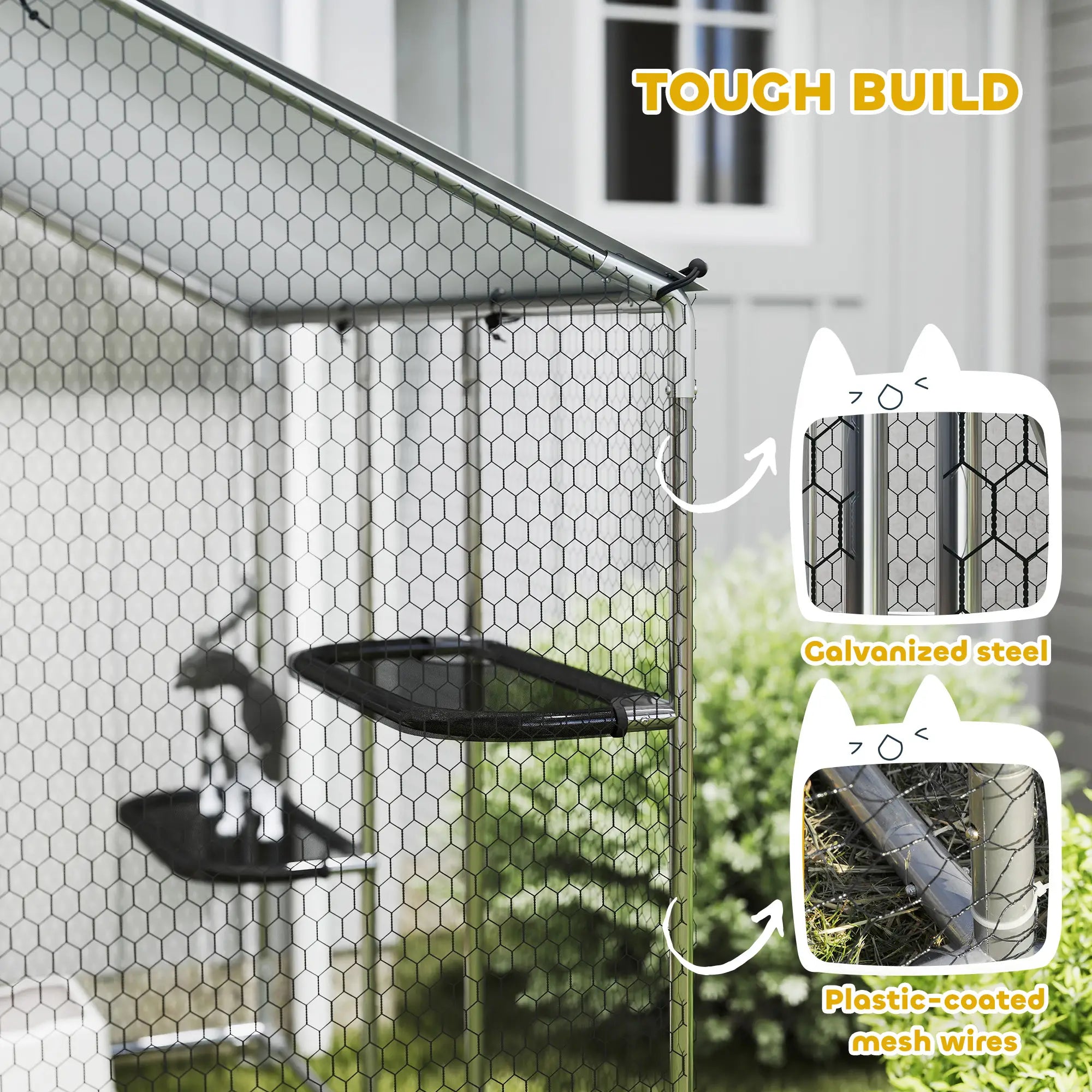 Large Catio Outdoor Cat Enclosure, Waterproof Cover, 94.5