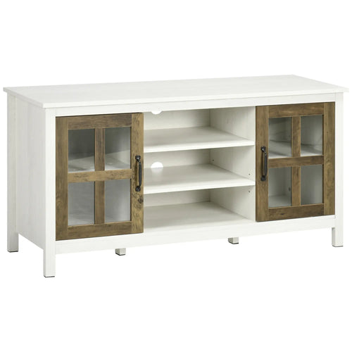 TV Stand for 55 Inch TVs, Adjustable Shelves, Cable Holes, White