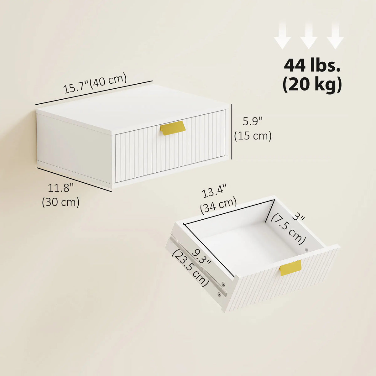 Floating Nightstands Set Of 2, Wall Mounted Bedside Tables, White Bedside Tables at Gallery Canada
