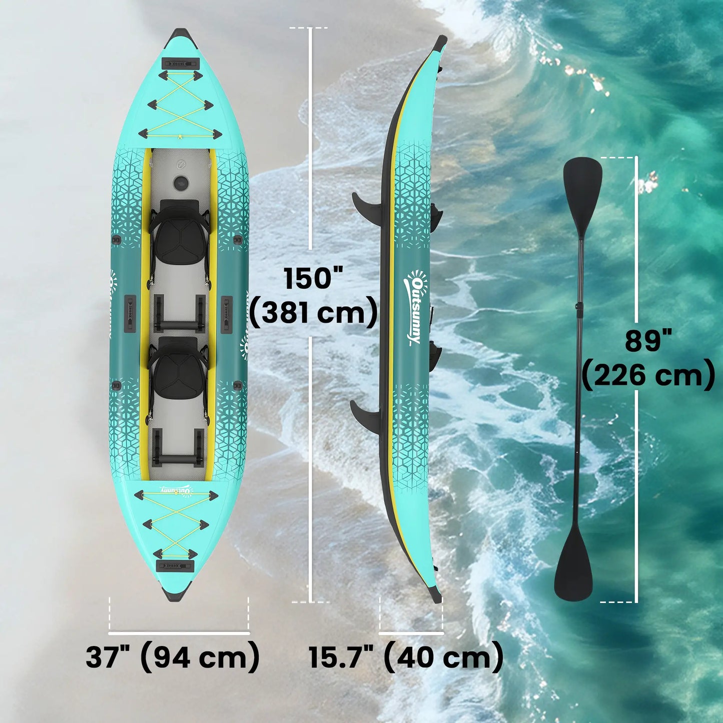 Inflatable Paddle Board, 12'6"x37", 506lbs, Yellow and Grey Water Sports & Boating Supplies at Gallery Canada