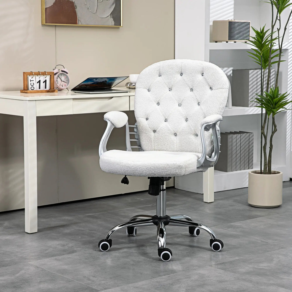 Office Chair, Adjustable Height, Tufted Back, White Task Chairs at Gallery Canada