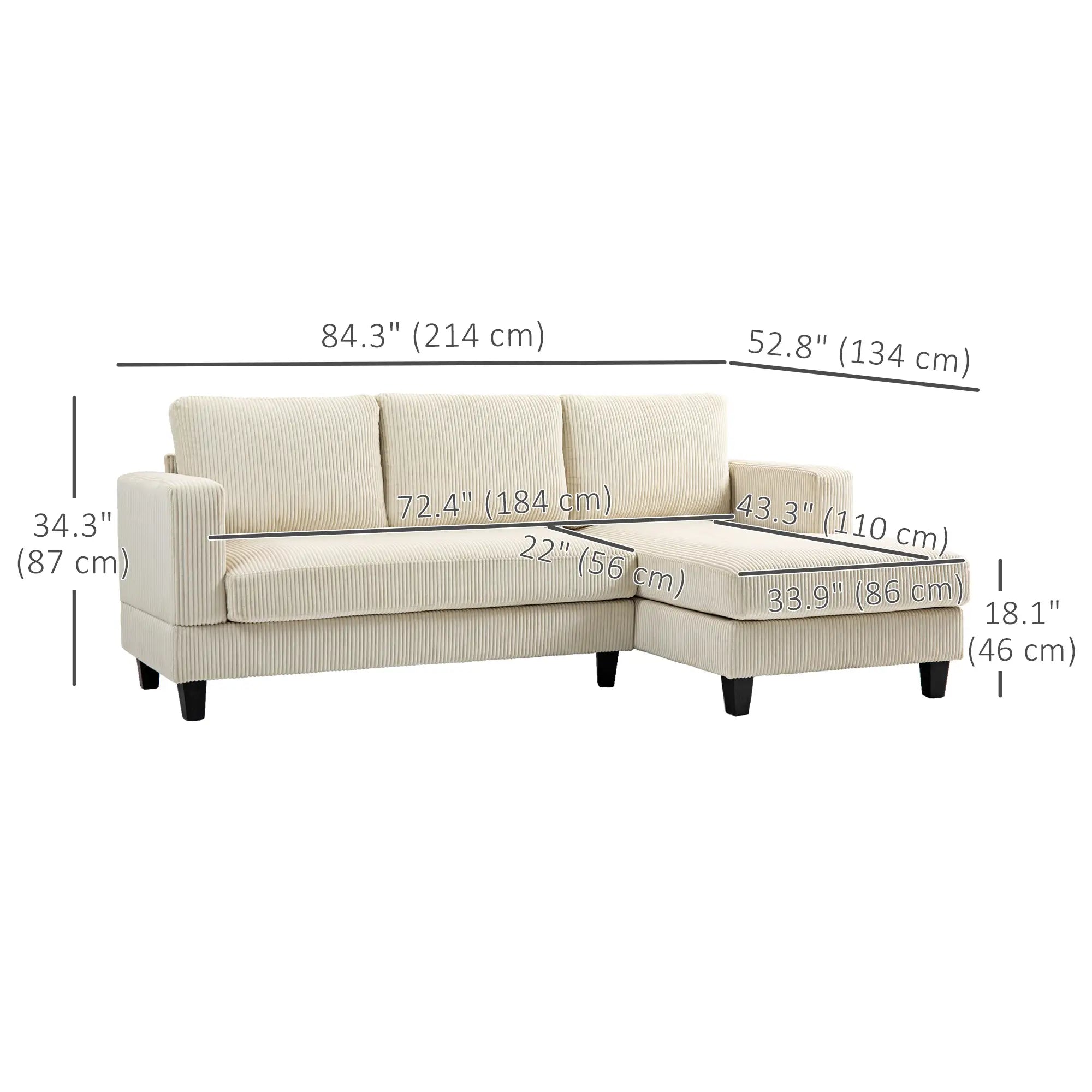 L Shaped Sofa with Chaise Lounge, Spring Cushion, Beige Sofas & Reclining Chairs at Gallery Canada