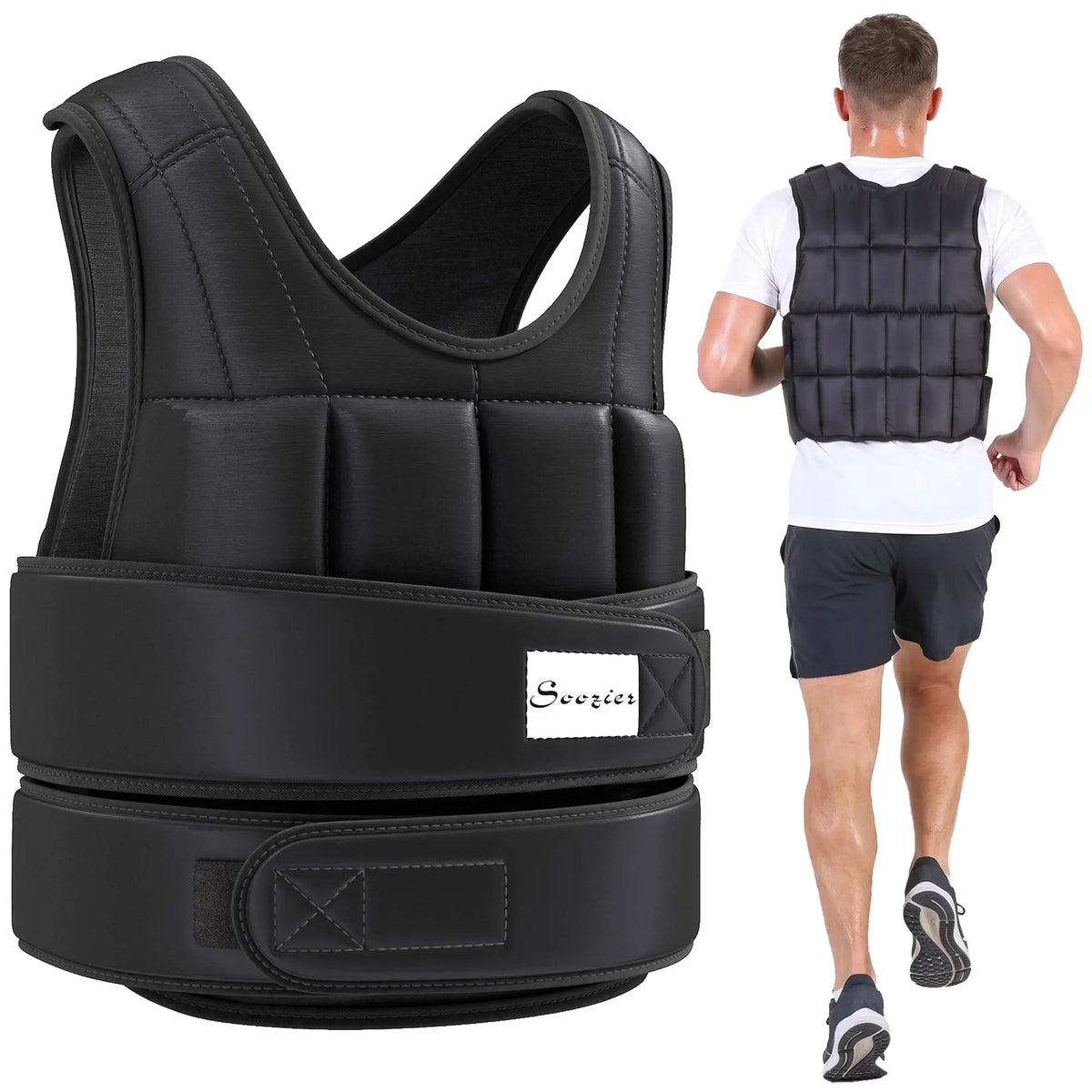 22lbs Weighted Vest, Adjustable Running Vest, 38 Weight Bags, Black Strength Training Equipment at Gallery Canada
