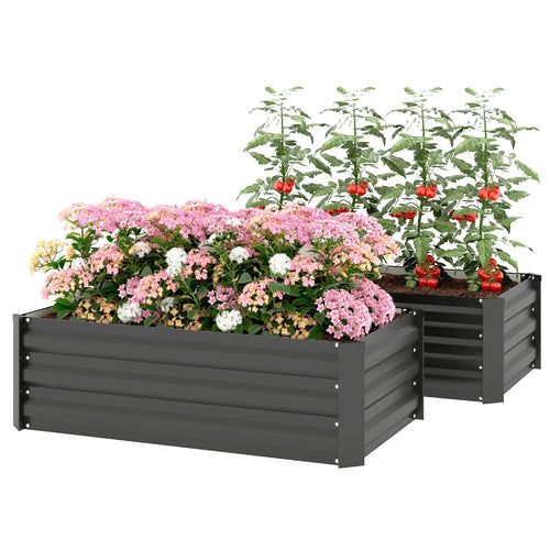 Galvanized Raised Garden Beds, Outdoor Planter Box, Black