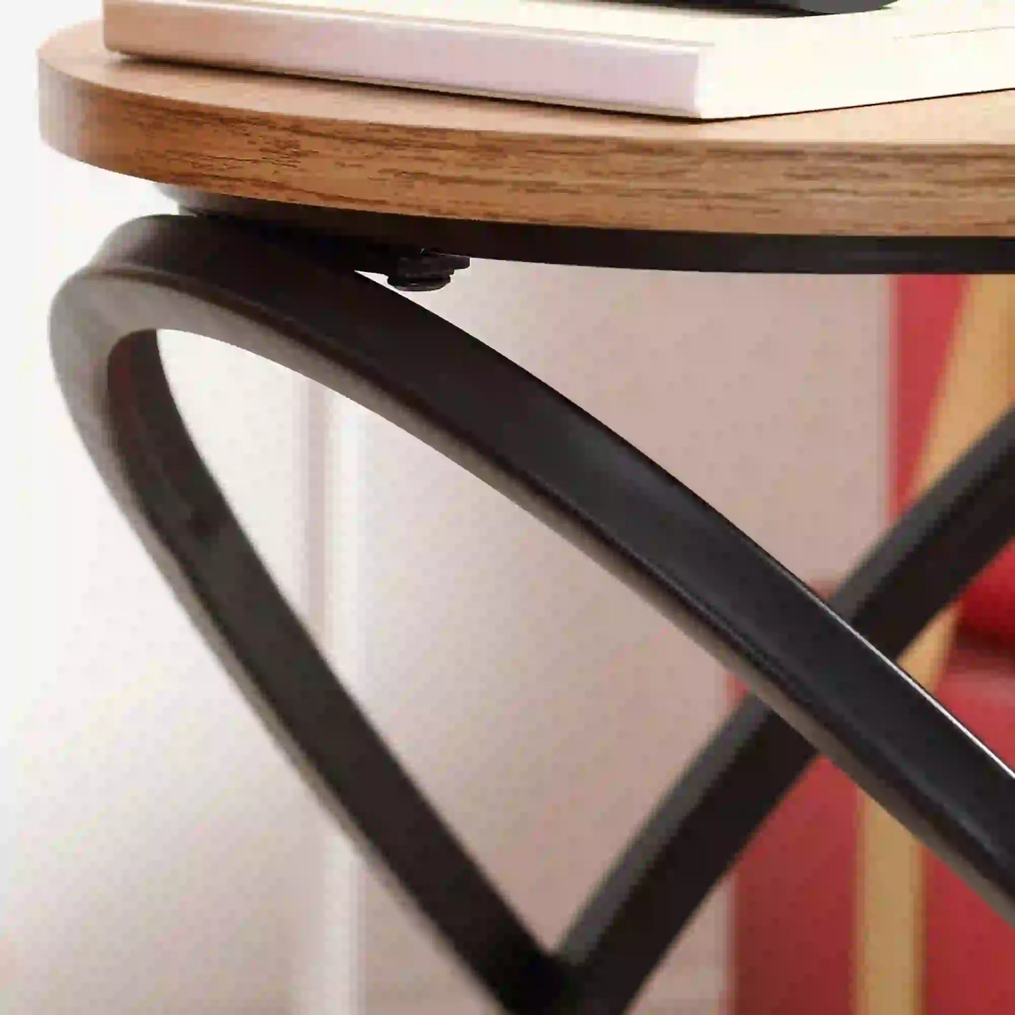 Industrial Round End Table, Steel Frame, 15.7"x15.7"x19.7", Light Brown Coffee Tables at Gallery Canada