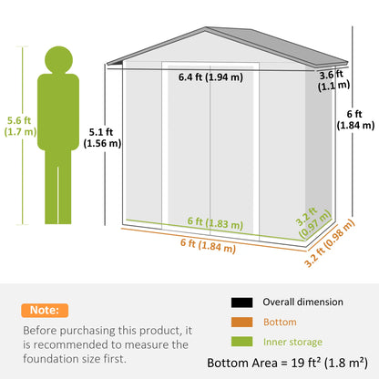6.5x3.5ft Metal Garden Shed, Outdoor Tool Storage, Double Sliding Doors, Vents, Dark Grey Sheds at Gallery Canada