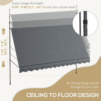 11.5' X 4' Freestanding Retractable Awning, Dark Grey Patio Awnings at Gallery Canada